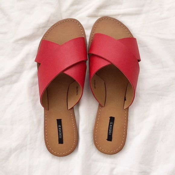 Saffron Red Slide Sandals